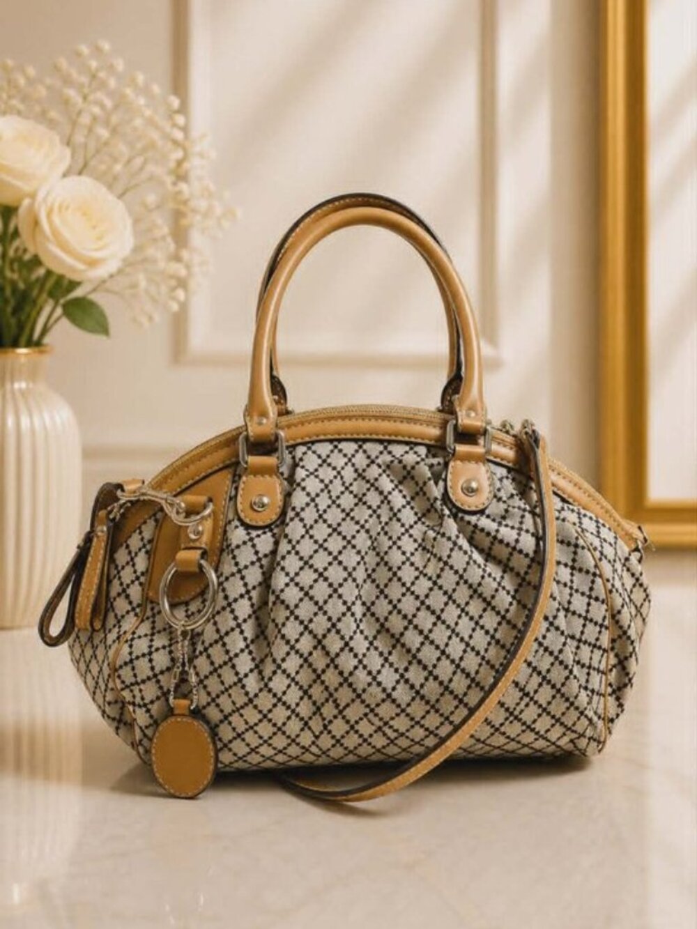 Authentic Gucci Sukey Boston Bag GG Canvas Leather Trim | Designer Satchel | Lux
